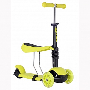 Самокат-беговел Black Aqua MG023 со светящимися колёсами, цвет лимонный (Black Aqua, 7494RT)